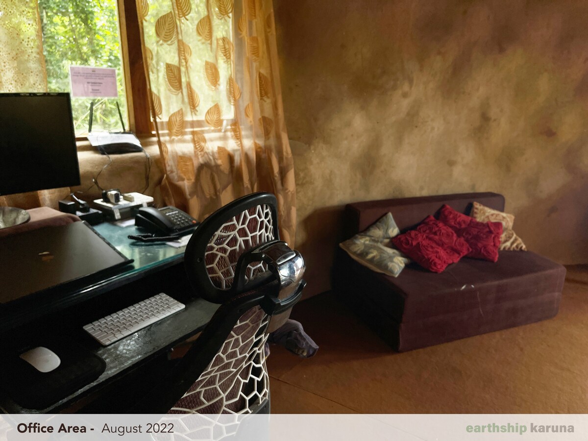 Quiet desk and workspace for remote-working guests